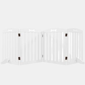 PawHut Barreira de Segurança para Cães Pequenos e Médios Barreira de Segurança Dobrável para Animais de Estimação 207,5 cm com Pés Amovíveis para Escada Corredor Branco