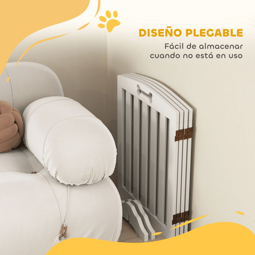 PawHut Barreira de Segurança para Cães Pequenos e Médios Barreira de Segurança Dobrável para Animais de Estimação 207,5 cm com Pés Amovíveis para Escada Corredor Branco
