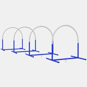 PawHut Conjunto de Treinamento de Agilidade para Cães com 4 Peças Jogo de Agilidade para Cães com Bolsa de Transporte para Treino Branco e Azul