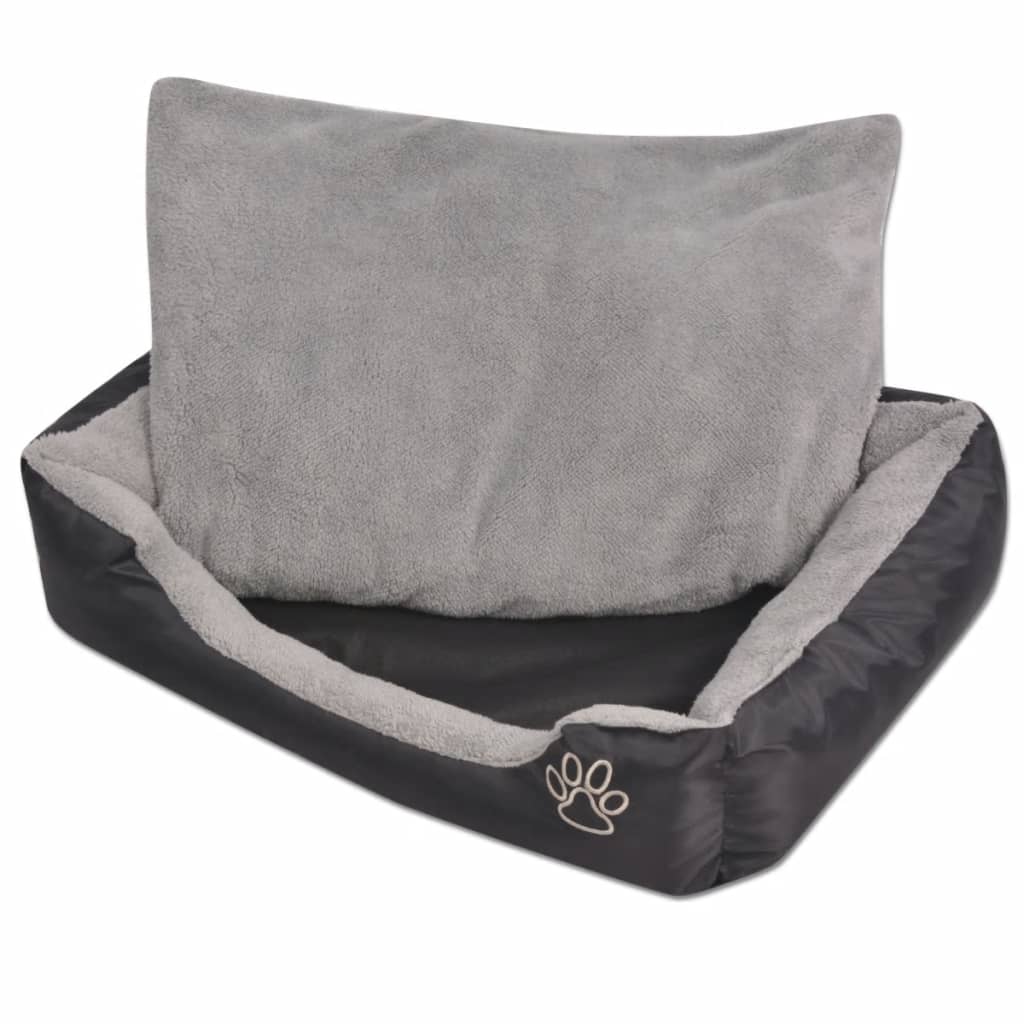 Vidaxl cama para perro con cojín acolchado xl negra
