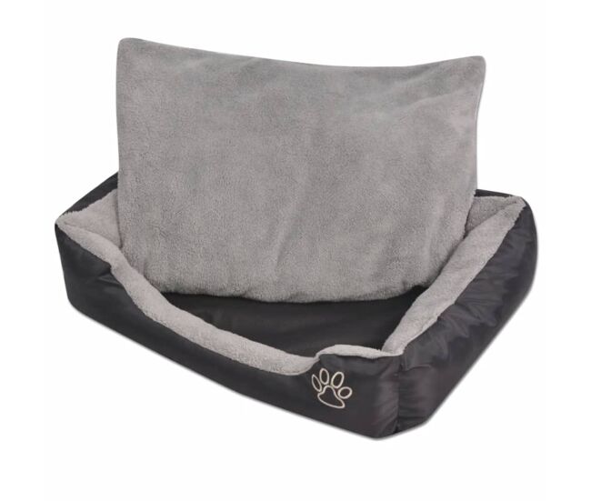 Vidaxl cama para perro con cojín acolchado xl negra