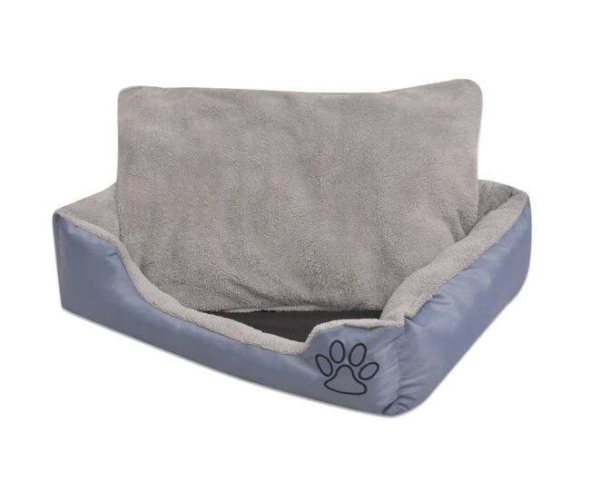 Vidaxl cama para perro con cojín acolchado talla l gris