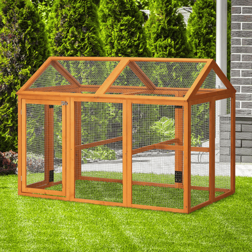 PawHut Galinheiro para Exterior 140x88,5x106 cm Galinheiro para 1-3 Galinhas com 3 Poleiros Estrutura de Madeira e 2 Portas com Fechadura para Pátio Madeira