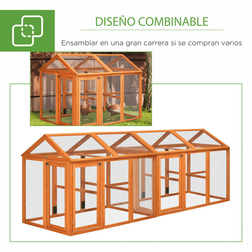 PawHut Galinheiro para Exterior 140x88,5x106 cm Galinheiro para 1-3 Galinhas com 3 Poleiros Estrutura de Madeira e 2 Portas com Fechadura para Pátio Madeira