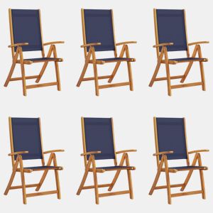 vidaXL Cadeiras de jardim dobráveis 6 pcs acácia maciça e textilene