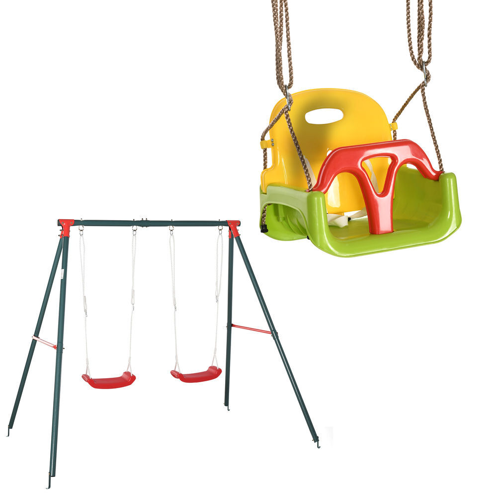 Conjunto de Columpio Metal, PE Outsunny