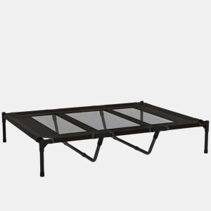 PawHut Cama para Animais de Estimação Cama Elevada para Cães Gatos com Tecido Transpirável para Dormir Relaxar Exterior Jardim Terraço 122x92x23 cm Preto