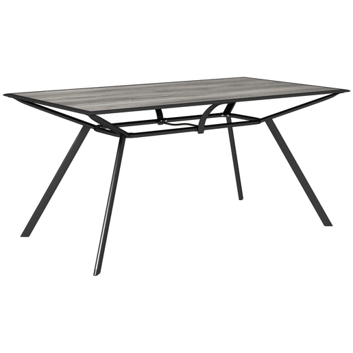 Outsunny Mesa de Jardim Mesa de Refeição Exterior com Bancada Imitação Madeira e Estrutura de Aço Carga 70 kg Mesa Retangular para 6 Pessoas para Pátio 160x90x73 cm Cinza