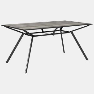 Outsunny Mesa de Jardim Mesa de Refeição Exterior com Bancada Imitação Madeira e Estrutura de Aço Carga 70 kg Mesa Retangular para 6 Pessoas para Pátio 160x90x73 cm Cinza