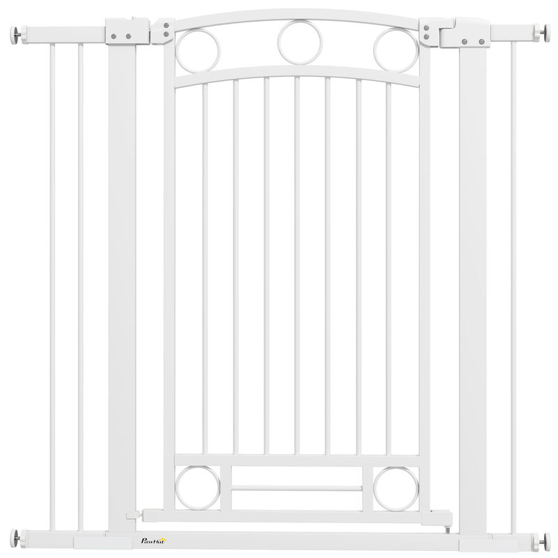 Pawhut barrera de seguridad para perros altura 105 cm para puertas y escaleras puerta de seguridad para mascotas con montaje a presión doble bloqueo y