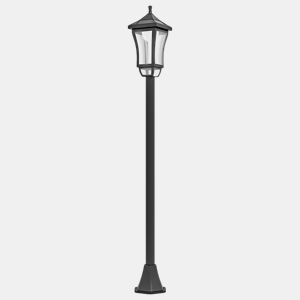 Outsunny Candeeiro Solar de Jardim Candeeiro com Painel Solar Liga e Desliga Automaticamente para Exterior Pátio 15x15x127 cm Preto