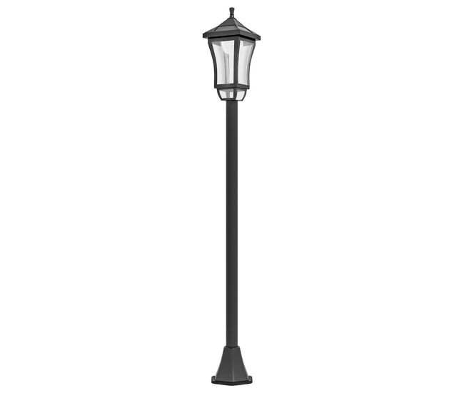 Outsunny farola solar luz solar de exterior con panel solar encendido y apagado automático ip44 para terraza patio 15x15x127 cm negro