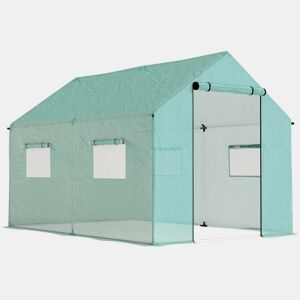 Outsunny Estufa tipo Túnel 2x3x2 m Estufa de Exterior com 4 Janelas de Malha e Porta com Fecho de Correr Estufa para Cultivos Anti UV para Pátio Jardim Verde