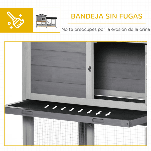 PawHut Casota para Coelhos de Madeira com Rodas 157,4x53x99,5 cm Gaiola Grande com Telhado Asfáltico, Tabuleiros RemovĂveis e Rampa para Exterior e Interior Cinzento PawHut Casota para Coelhos de Madeira com Rodas 157,4x53x99,5 cm Gaiola Grande com Telhado Asfáltico, Tabuleiros RemovĂveis e Rampa para Exterior e Interior Cinzento