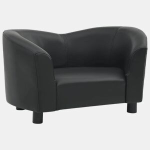 vidaXL Sofá para cães 67x41x39 cm couro artificial preto