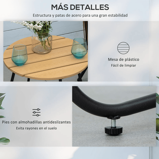 Outsunny Conjunto de Móveis de Jardim de Vime 3 Peças Conjunto de Móveis de Varanda Incluí 1 Mesa de Centro e 2 Poltronas com Almofadas Acolchoadas Cinza