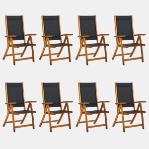vidaXL Cadeiras de jardim dobráveis 8 pcs acácia maciça e textilene