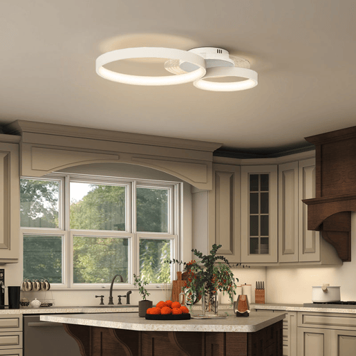 HOMCOM Candeeiro de Teto LED 40W Candeeiro Moderno com Iluminação LED 3000K4000K6500K para Quarto Sala Cozinha Sala de Jantar 59x38x7,4 cm Branco
