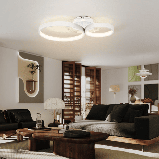 HOMCOM Candeeiro de Teto LED 40W Candeeiro Moderno com Iluminação LED 3000K4000K6500K para Quarto Sala Cozinha Sala de Jantar 59x38x7,4 cm Branco