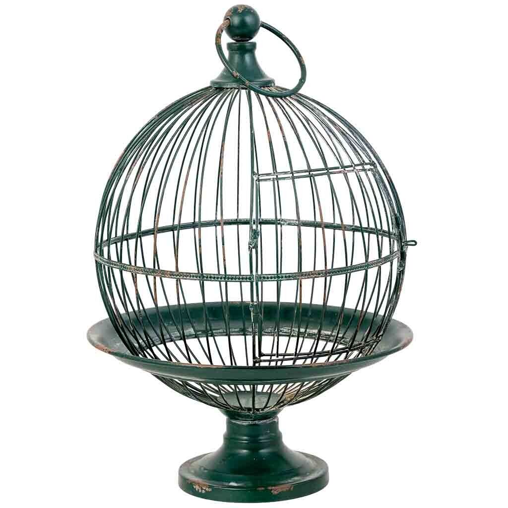 Jaula decorativa de metal con acabado rústico con diámetro de 35.56 cm y altura de 59.06 cm