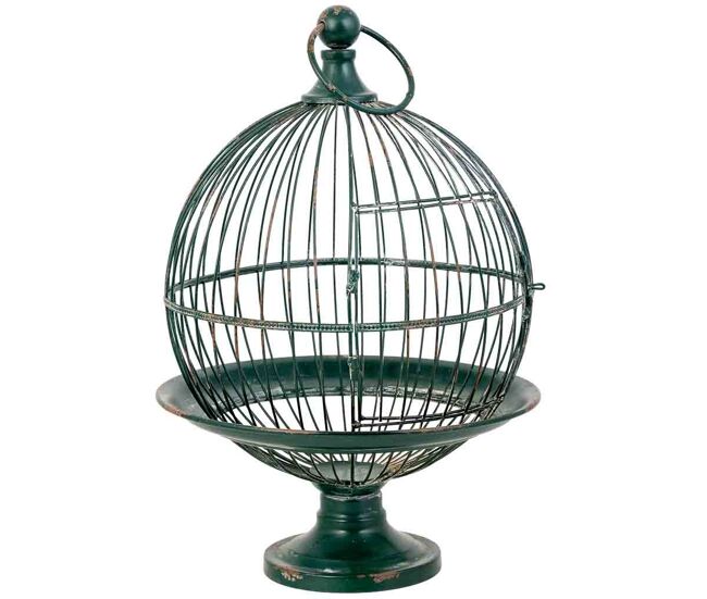 Jaula decorativa de metal con acabado rústico con diámetro de 35.56 cm y altura de 59.06 cm