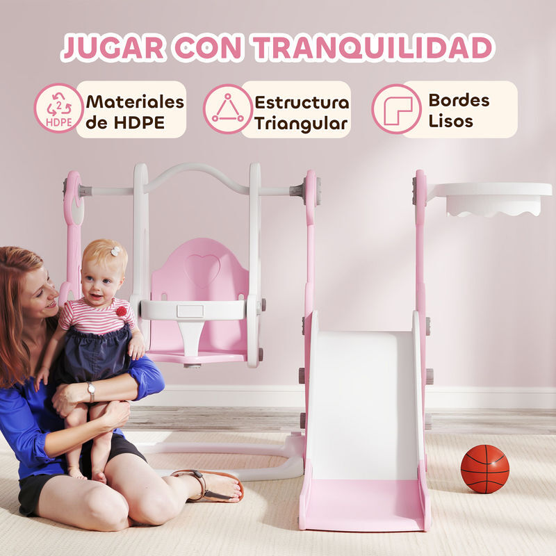 AIYAPLAY Tobogán Infantil 4 en 1 Parque Infantil con Columpio y Tobogán AIYAPLAY Tobogán Infantil 4 en 1 Parque Infantil con Columpio y Tobogán