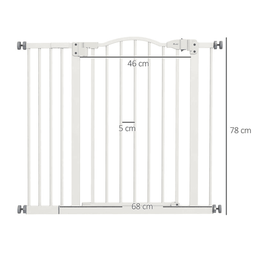 PawHut Barreira de Segurança Extensível para Cães 74-100 cm, Ideal para Portas e Escadas, Barreira para Cães de Médio Porte com 2 Extensões de 714 cm, Instalação por Pressão e Duplo Sistema de Bloqueio, Branco