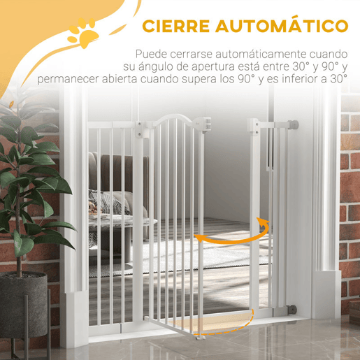 PawHut Barreira de Segurança Extensível para Cães 74-100 cm, Ideal para Portas e Escadas, Barreira para Cães de Médio Porte com 2 Extensões de 714 cm, Instalação por Pressão e Duplo Sistema de Bloqueio, Branco
