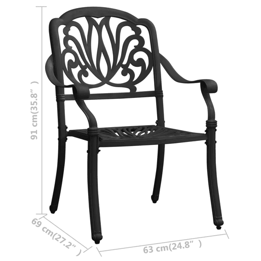 vidaXL Cadeiras de jardim 2 pcs alumÃnio fundido preto vidaXL Cadeiras de jardim 2 pcs alumÃnio fundido preto