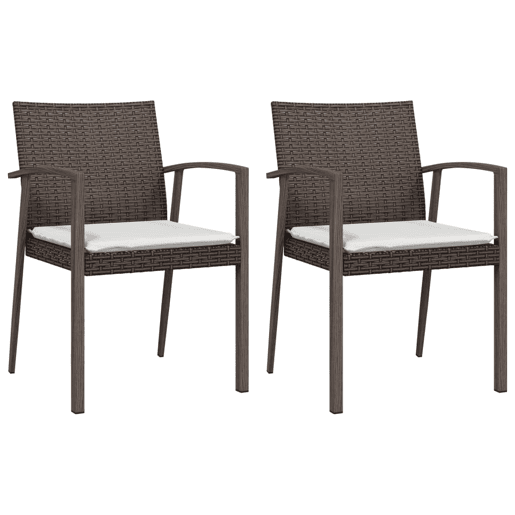 vidaXL Cadeiras jardim + almofadões 2pcs 56,5x57x83cm vime PE castanho vidaXL Cadeiras jardim + almofadões 2pcs 56,5x57x83cm vime PE castanho