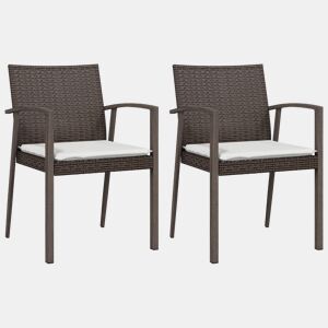 vidaXL Cadeiras jardim + almofadões 2pcs 56,5x57x83cm vime PE castanho