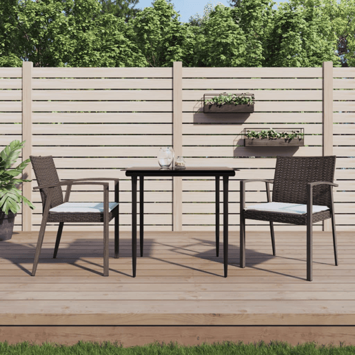 vidaXL Cadeiras jardim + almofadões 2pcs 56,5x57x83cm vime PE castanho vidaXL Cadeiras jardim + almofadões 2pcs 56,5x57x83cm vime PE castanho