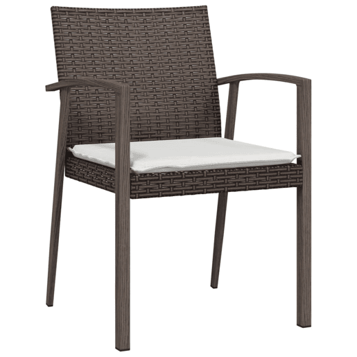 vidaXL Cadeiras jardim + almofadões 2pcs 56,5x57x83cm vime PE castanho vidaXL Cadeiras jardim + almofadões 2pcs 56,5x57x83cm vime PE castanho
