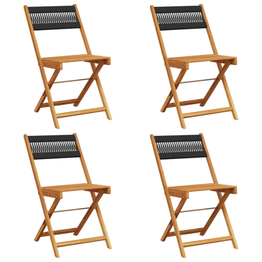 vidaXL Cadeiras de jardim dobráveis 4 pcs madeira acácia maciça preto