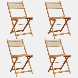 vidaXL Cadeiras de jardim dobráveis 4pcs madeira de acácia maciça bege