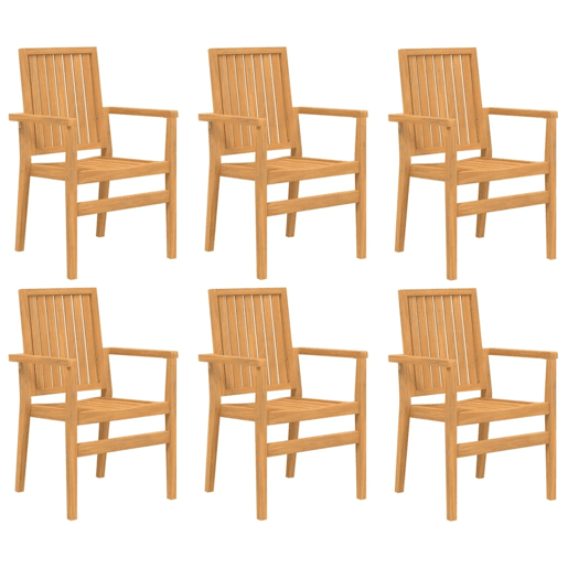 vidaXL Cadeiras de jardim empilháveis 6 pcs 56,5x57,5x91cm teca maciça