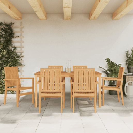 vidaXL Cadeiras de jardim empilháveis 6 pcs 56,5x57,5x91cm teca maciça