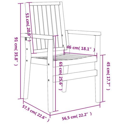 vidaXL Cadeiras de jardim empilháveis 6 pcs 56,5x57,5x91cm teca maciça