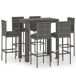 Conjunto de bar para jardín 7 pzas ratán sintético cojines Conjunto de bar para jardín 7 pzas ratán sintético cojines Gris
