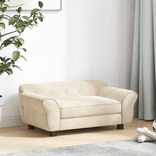 vidaXL Sofá para cães 72x45x30 cm pelúcia cor creme