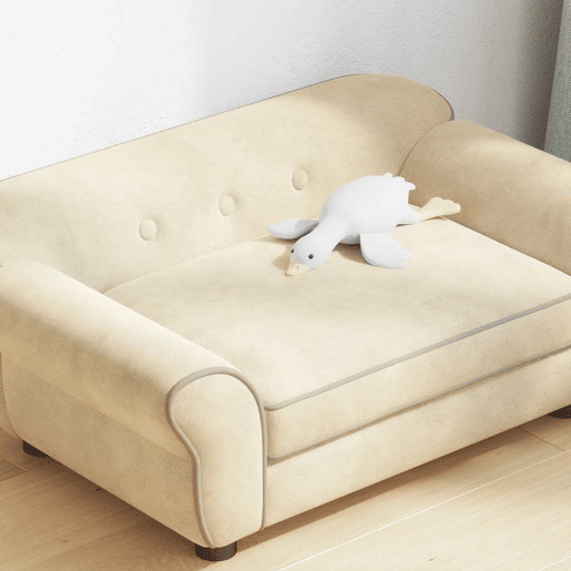 vidaXL Sofá para cães 72x45x30 cm pelúcia cor creme