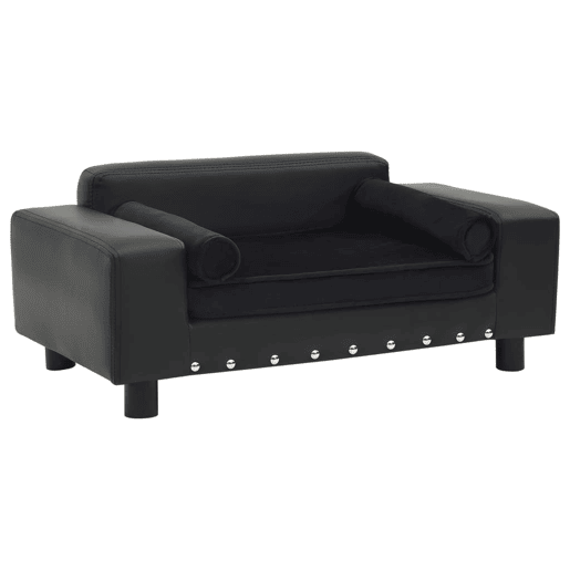 vidaXL Sofá para cães 81x43x31 cm pelúcia e couro artificial preto vidaXL Sofá para cães 81x43x31 cm pelúcia e couro artificial preto