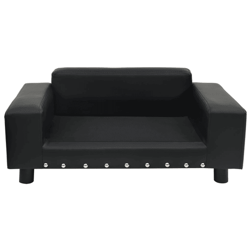 vidaXL Sofá para cães 81x43x31 cm pelúcia e couro artificial preto vidaXL Sofá para cães 81x43x31 cm pelúcia e couro artificial preto
