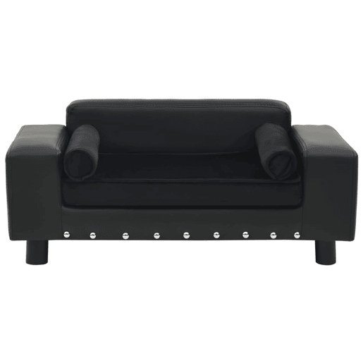 vidaXL Sofá para cães 81x43x31 cm pelúcia e couro artificial preto vidaXL Sofá para cães 81x43x31 cm pelúcia e couro artificial preto