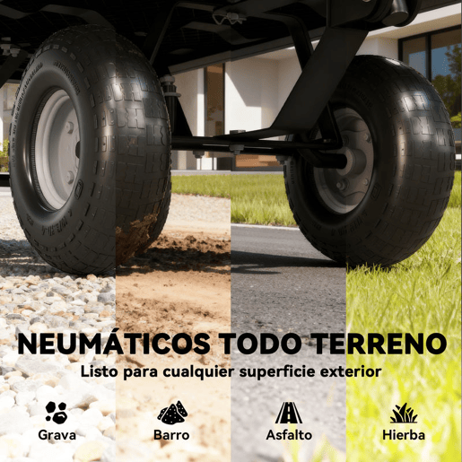 Outsunny Carrinho de Jardim com Rodas Grandes, Carga até 300 kg, Carrinho de Mão com Punho Ajustável e Bolsa Impermeável Removível, Transporte Todo-o-Terreno, Compras, Camping, Preto