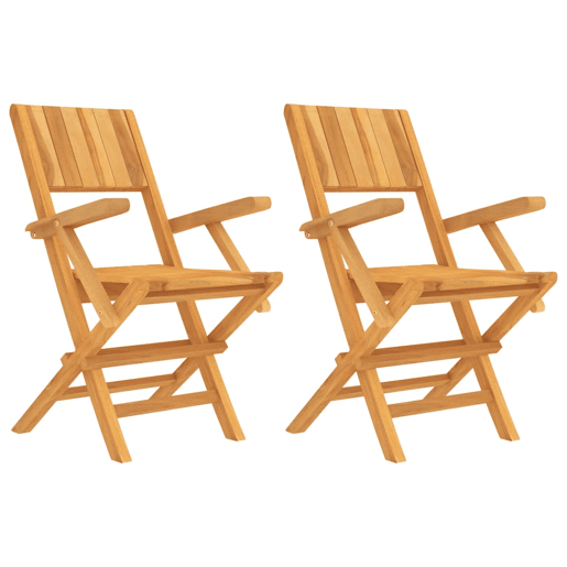 vidaXL Cadeiras de jardim dobráveis 2 pcs 55x61x90 cm teca maciça