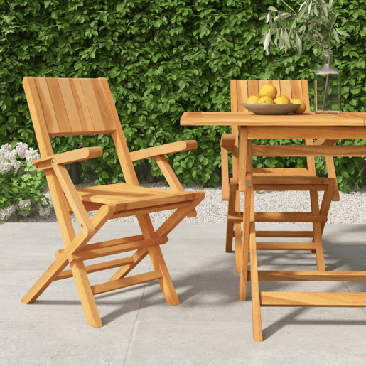 vidaXL Cadeiras de jardim dobráveis 2 pcs 55x61x90 cm teca maciça