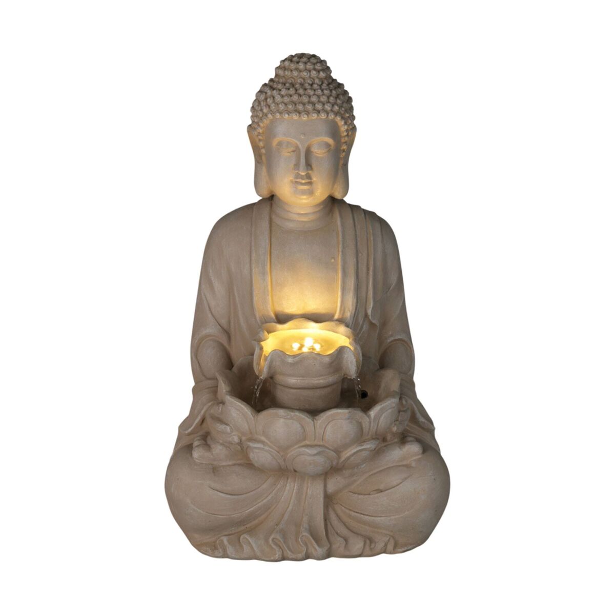 Well Home Fuente Buda con Luces LED para Espacio Exterior