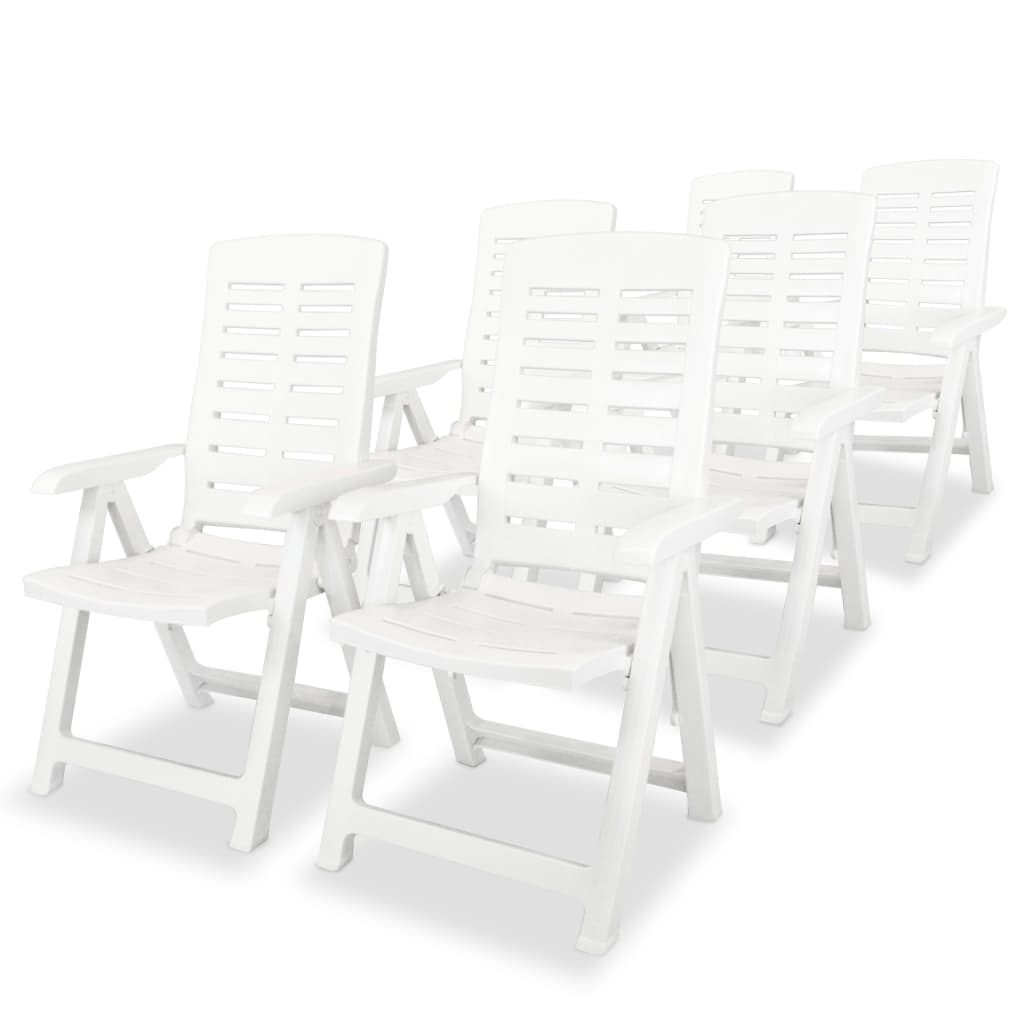 Vidaxl sillas de jardín reclinables 6 unidades plástico blanco