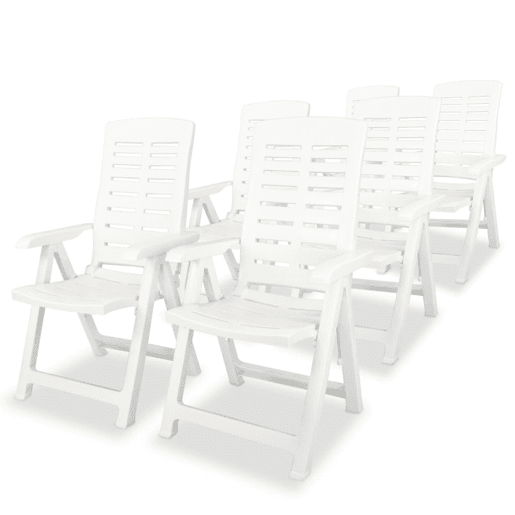 vidaXL Cadeiras de jardim reclináveis 6 pcs plástico branco
